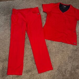 Greys Anatomy Red Scrub Set